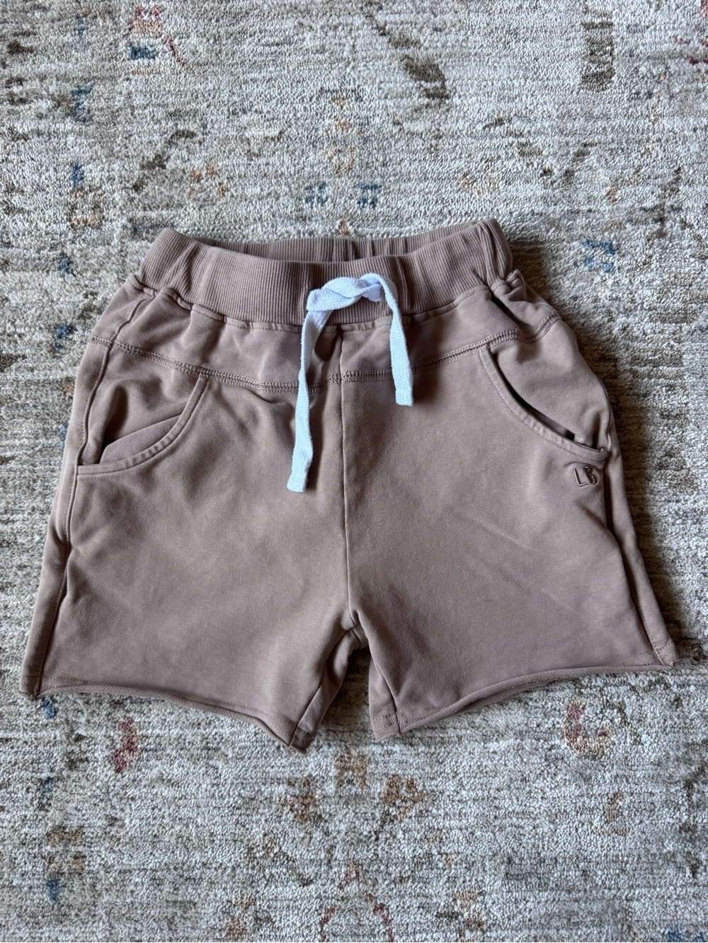 Little Bipsy Raw Hem Kids Cotton Drawstring Shorts in Taupe